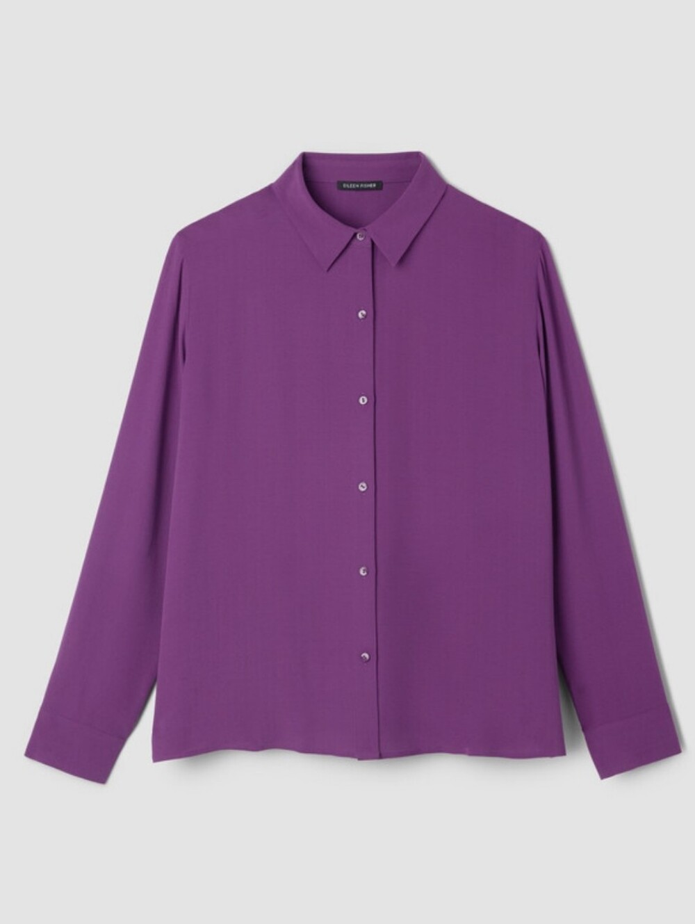 Eileen Fisher Silk Georgette Crepe Classic Collar Shirt Easy Fit In Dahlia NWOT